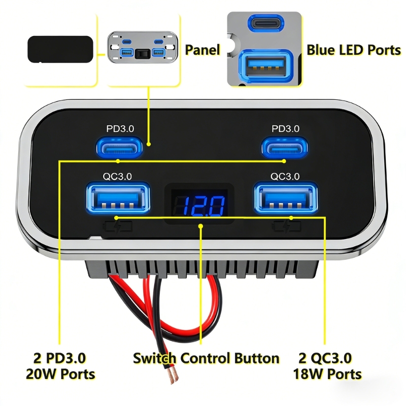 Phụ Kiện Gắn Tường USB Sạc Xe  - đánh giá và giá Car Accessories Qc